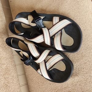 Mens Lands End Sandals hiking mountain trail shoes size 9D water shoes tan black